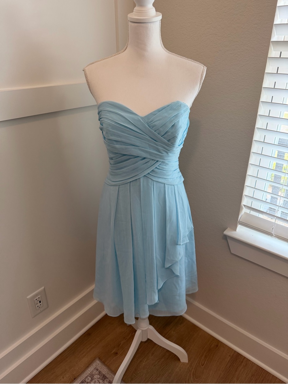 Strapless Light Blue Chiffon Party Dress